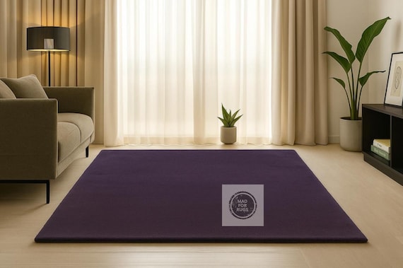 Hand Tufted Modern Rug  Wool Area Rugs For Livingroom Bedroom Kitchen Nursery Entryway Office 6X9 8X10 9X12 10X14, Deep Purple Area rug.