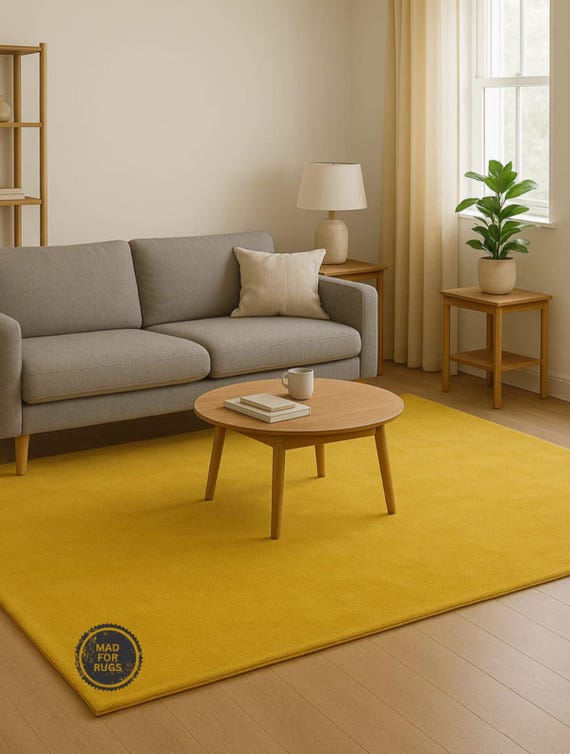 Yellow Hand Tufted Rugs | Modern Area Rugs in All Sizes| Living Room & Home Decor, Office rug, Bedroom" 9x12 10x14, Contemporary Solid Color