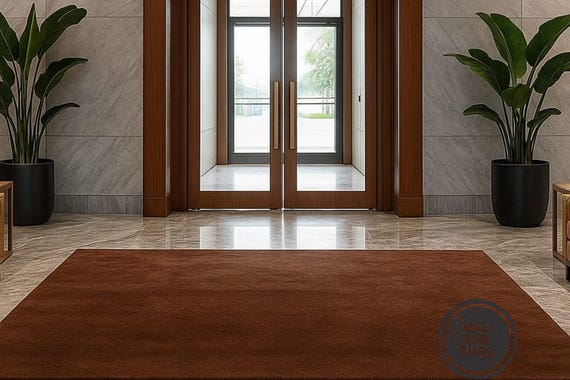 Solid Brown Area Rug –Modern Minimalist Wool Carpet for Home Office or Study Room, Handmade Soft Pile Rug, 5x7 6x9 8x10, Brown Neutral Decor
