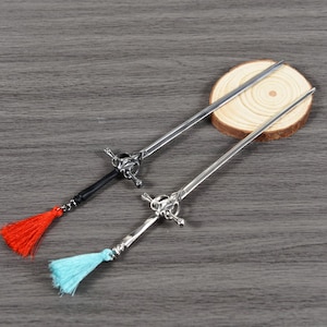 Metal Sword Hair Stick, Silver Hair Fork for Bun, Elven & Celtic Hair Pin, Gothic Cosplay Hair Accessory