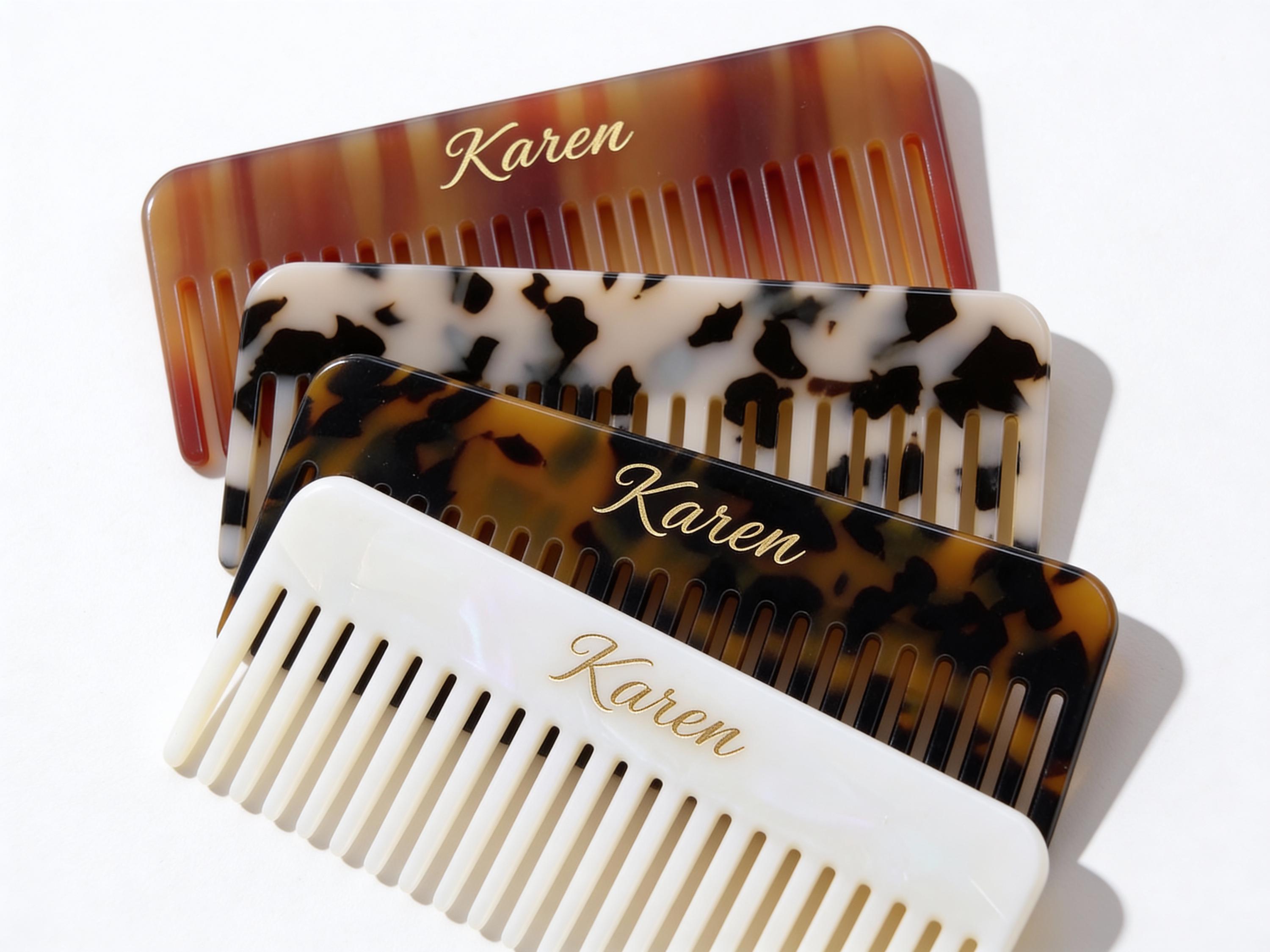 Personalized Engraved Name Hair Comb, Custom Name Engraved Acetate Comb ...