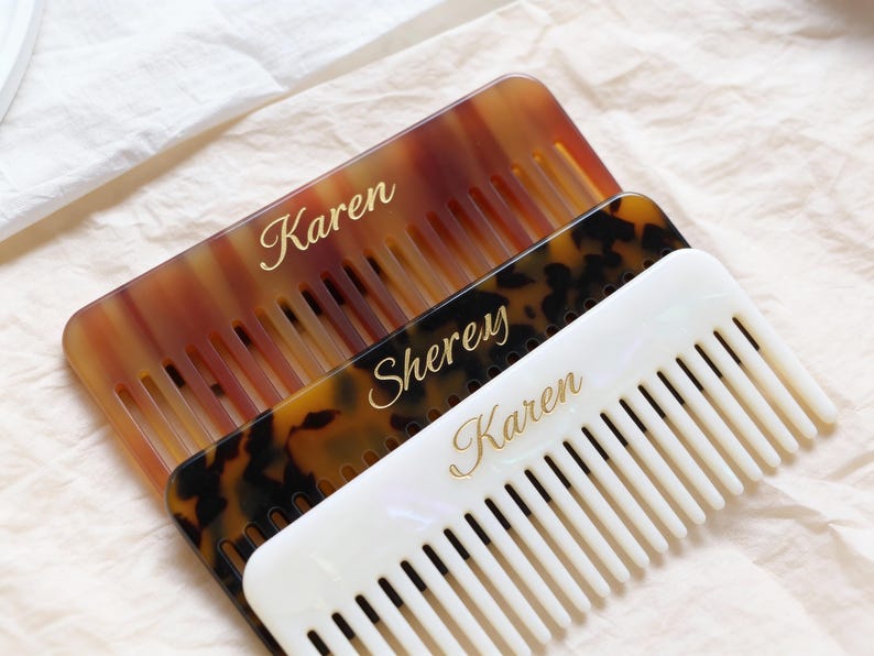 Personalized Engraved Name Hair Comb, Custom Name Engraved Acetate Comb ...