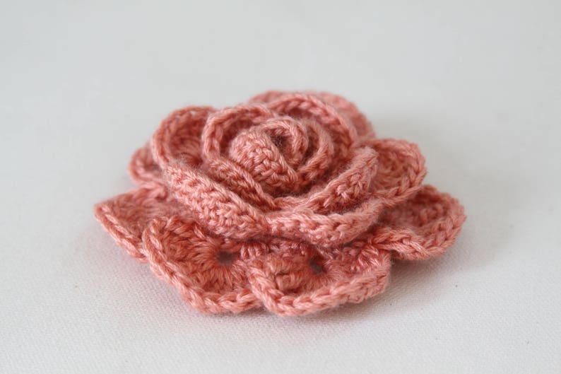 Realistic Crochet Rose Pattern 3-D Floral Jewelry Flowers Applique Embellishment Three Dimensional Rosette Handmade Gift Idea Adornment image 10