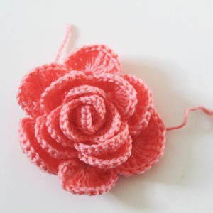 Realistic Crochet Rose Pattern 3-D Floral Jewelry Flowers Applique Embellishment Three Dimensional Rosette Handmade Gift Idea Adornment image 8