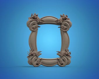 dragon mirror frame, 3d STL model, CNC Router and 3d printing, panno, logo, christmas