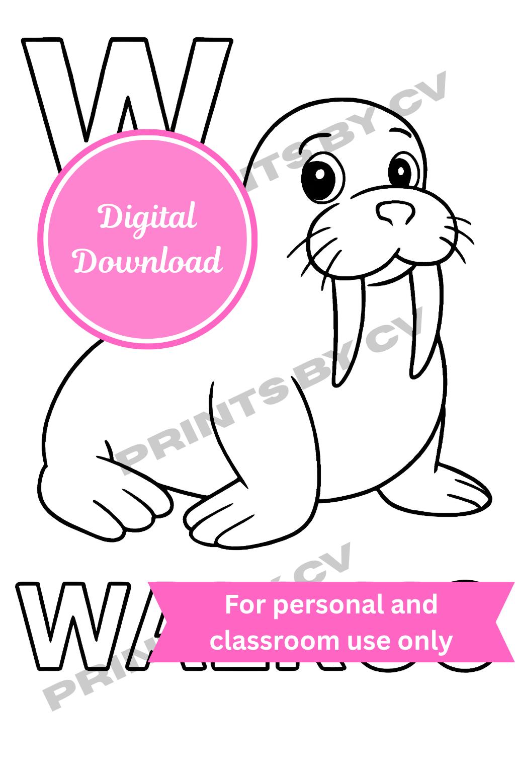 Printable Alphabet Coloring Pages - W – Letter W | Digital Download - Etsy