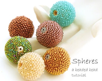Beaded Bead tutorial, Spheres, solid color large round Beaded Bead, peyote stitch, beaded ball, basic beaded beads, miyuki seed bead pattern
