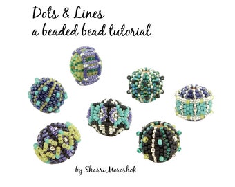 Beaded Bead Tutorial - Dots & Lines Design Suite - five designs, peyote stitch instant download, beaded jewelry component pattern, pdf