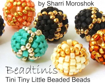 Beadtinis - Tutoriel de petites perles rondes au point peyotl : modèle PDF étape par étape