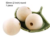 Extra Large Round Wood Beads - unfinished 50mm ( 2 inch ) - 1 piece