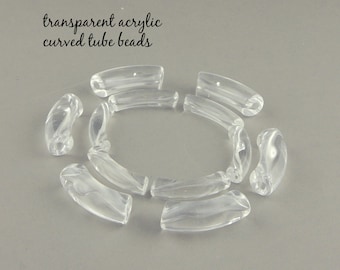 12mm White Center Vintage Acrylic Rectangle Tube Beads 24 Beads Clear Lime Acrylic