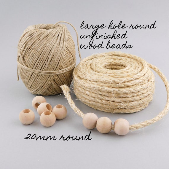 Large Hole 20mm 3/4 Inch Round Unfinished Wooden Beads, for