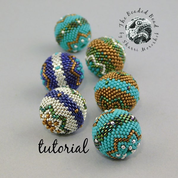 Round Beaded Bead tutorial, a basic Peyote Stitch pattern by Sharri Moroshok