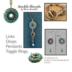 Endless Circles Mandala beaded bead tutorial by Sharri Moroshok, beaded bead pattern pdf, peyote stitch bead, flat disc beaded bead image 2