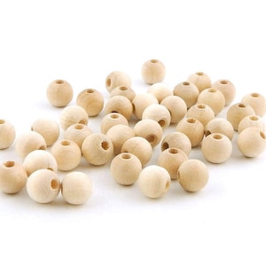 8mm Round Unfinished Natural Wood Beads 20, 50 or 100 pieces