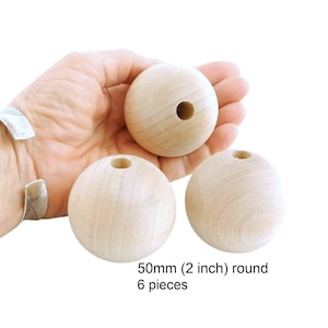 Große unfertige runde Holzperlen: 2 Zoll (50 mm) Bastelbedarf