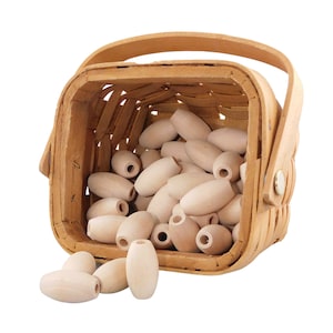 Oval Unfinished Natural Wood Beads, 25mm, 1 inch long
