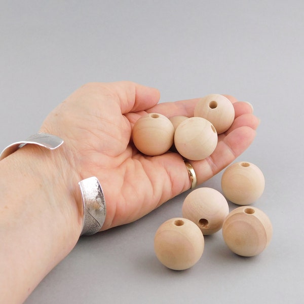 Unfinished Wooden Round Beads, 25mm, choose small quantity or bulk, smooth high quality hardwood