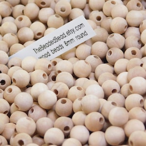 8mm Round Unfinished Maple Wood Beads, 5/16" Natural Hardwood Spacers