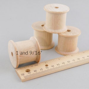 Unfinished Wood Spools: Twine, Thread & Ribbon Storage (1 and 9/16 Inches Tall)