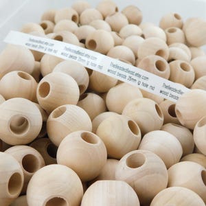 25mm Large Hole Unfinished Round Maple Wood Beads