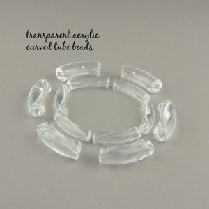 Acrylic curved tube beads - 6 pieces