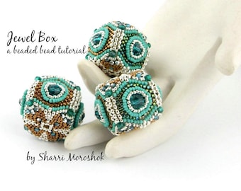 Peyote Stitch Beaded Bead Tutorial – Jewel Box Cube (PDF Pattern)
