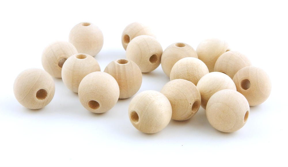 14mm Round Wooden Beads 20 Pieces | Etsy