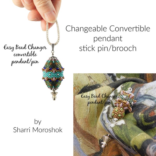 Easy Bead Changer - convertible changeable pendant stick pin brooch, converter jewelry accessory finding hat pin bead bar holder post