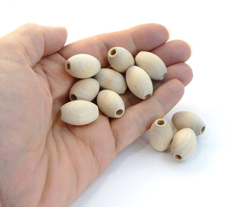 Oval Unfinished Wood Beads 20 X 12mm 10 Pieces Etsy