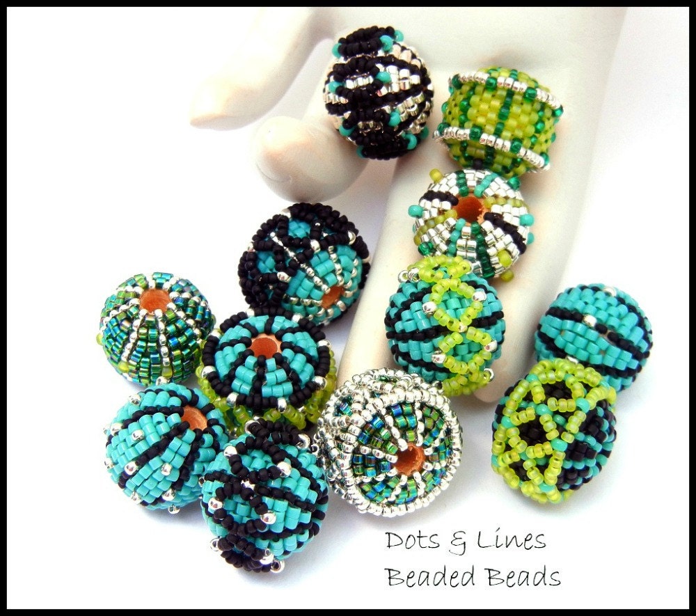 Beaded Bead Tutorial Dots & Lines Design Suite peyote Etsy