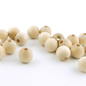 12mm Round Unfinished Wood Beads, half inch, 20, 50, 100 pieces