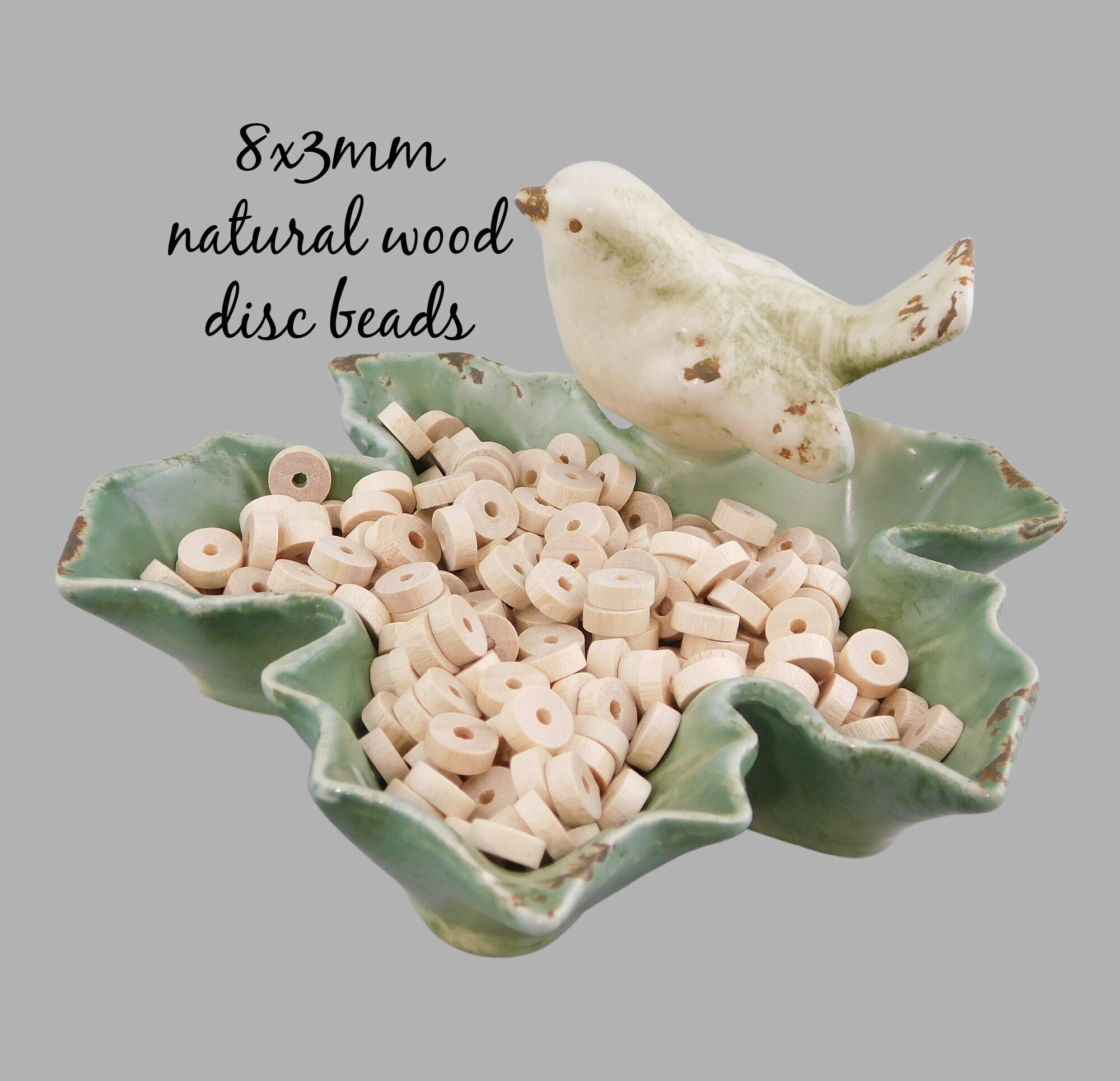 Small Natural Wood vintage disc beads, 8x3mm, natural earthy spacer beads for jewelry making, keychain bracelet necklace, 1.5mm hole