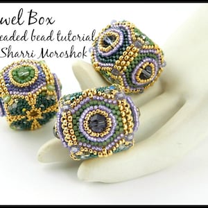 Tutorial perline di perline - Modello perline Jewel Box Beaded di Sharri Moroshok, progetto perline grandi, ornamento, pendente, perline di semi, cristalli