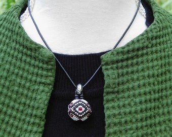 Eye bead pendant on adjustable length leather cord, simple, everyday art to wear