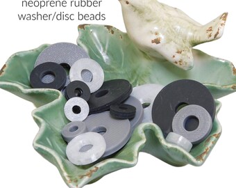 Custom Base Beads for Endless Circles Tutorial - Neoprene Rubber & 3D Printed Disc Washers - Sets of 10 in 3 Sizes for Beaded Beads