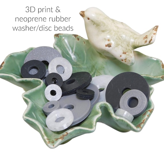Custom Base Beads for Endless Circles Tutorial - Neoprene Rubber & 3D Printed Disc Washers - Sets of 10 in 3 Sizes for Beaded Beads