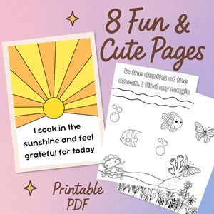 Mindfulness Coloring Pages – 8 Printable Self Care Sheets for Adults | Affirmation Art PDF | Relaxing Activity