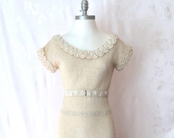 1930's After Wedding Dress, Hand Knit of Straw, Made in Italy