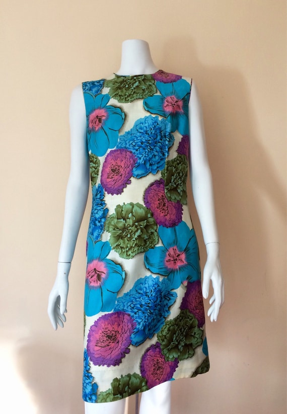 Beautiful 1960's Silk Floral Print Dress