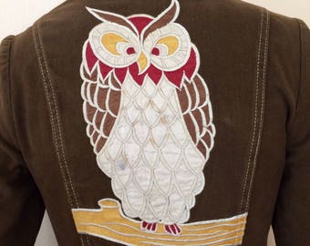 Vintage Embroidered Owl Jacket with Details