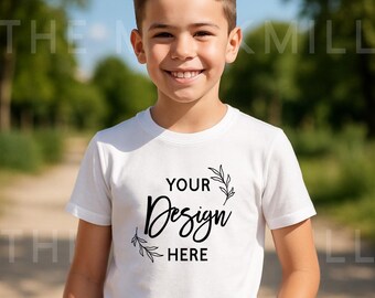 Bella Canvas 3001T Kids White T-Shirt Mockup (Digital Download)