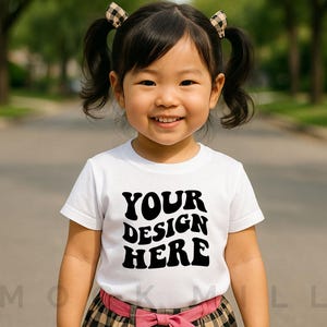 Kids White T-Shirt Mockup | Bella Canvas 3001T Kids T-Shirt Mockup | Girl T- Shirt Mockup | Toddler Girl Summer Mockup | Kids Shirt Mockup