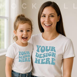 Mother & Daughter T-Shirt Mockup: Bella Canvas 3001 (Digital Download Jpeg File