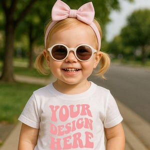 Kids White T-Shirt Mockup | Bella Canvas 3001T Kids T-Shirt Mockup | Girl T- Shirt Mockup | Toddler Girl Summer Mockup | Kids Shirt Mockup