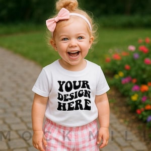 Kids White T-Shirt Mockup | Bella Canvas 3001T Kids T-Shirt Mockup | Girl T- Shirt Mockup | Toddler Girl Summer Mockup | Kids Shirt Mockup