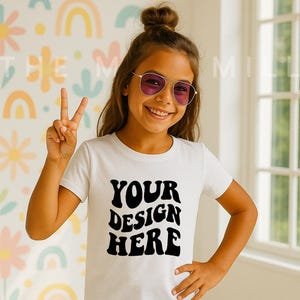 Bella Canvas 3001 Kids White T-Shirt Mockup (Digital Download Jpeg File)