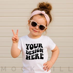 Kids White T-Shirt Mockup | Bella Canvas 3001T Kids T-Shirt Mockup | Girl T- Shirt Mockup | Toddler Girl Summer Mockup | Kids Shirt Mockup