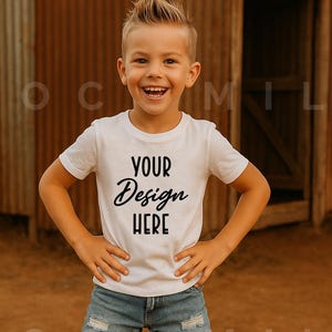White Kids T-Shirt Mockup: Bella Canvas 3001T (Digital Download Jpeg File)