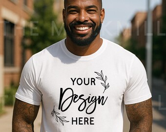Bella Canvas 3001 White T-Shirt Mockup: Mens Digital Download